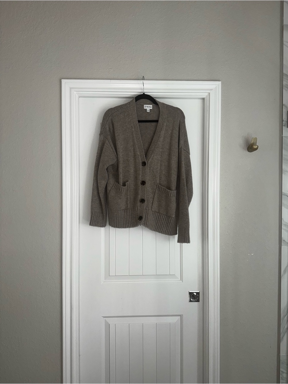 Relaxed Taupe Button-Up Women's Cardigan